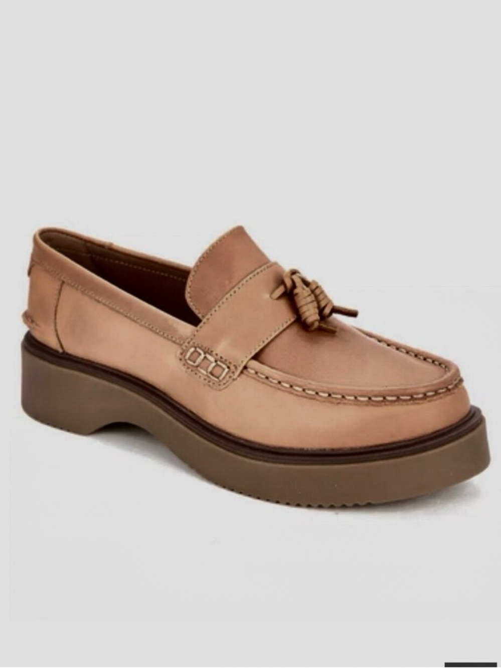 Sperry Womans Camel Bayside Leather Tassel Moccasin Platform Chunky Loafers 7